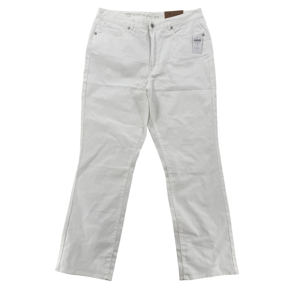 Coldwater Creek Jeans Womens 16 White Classic Fit Straight Leg Premium Denim New